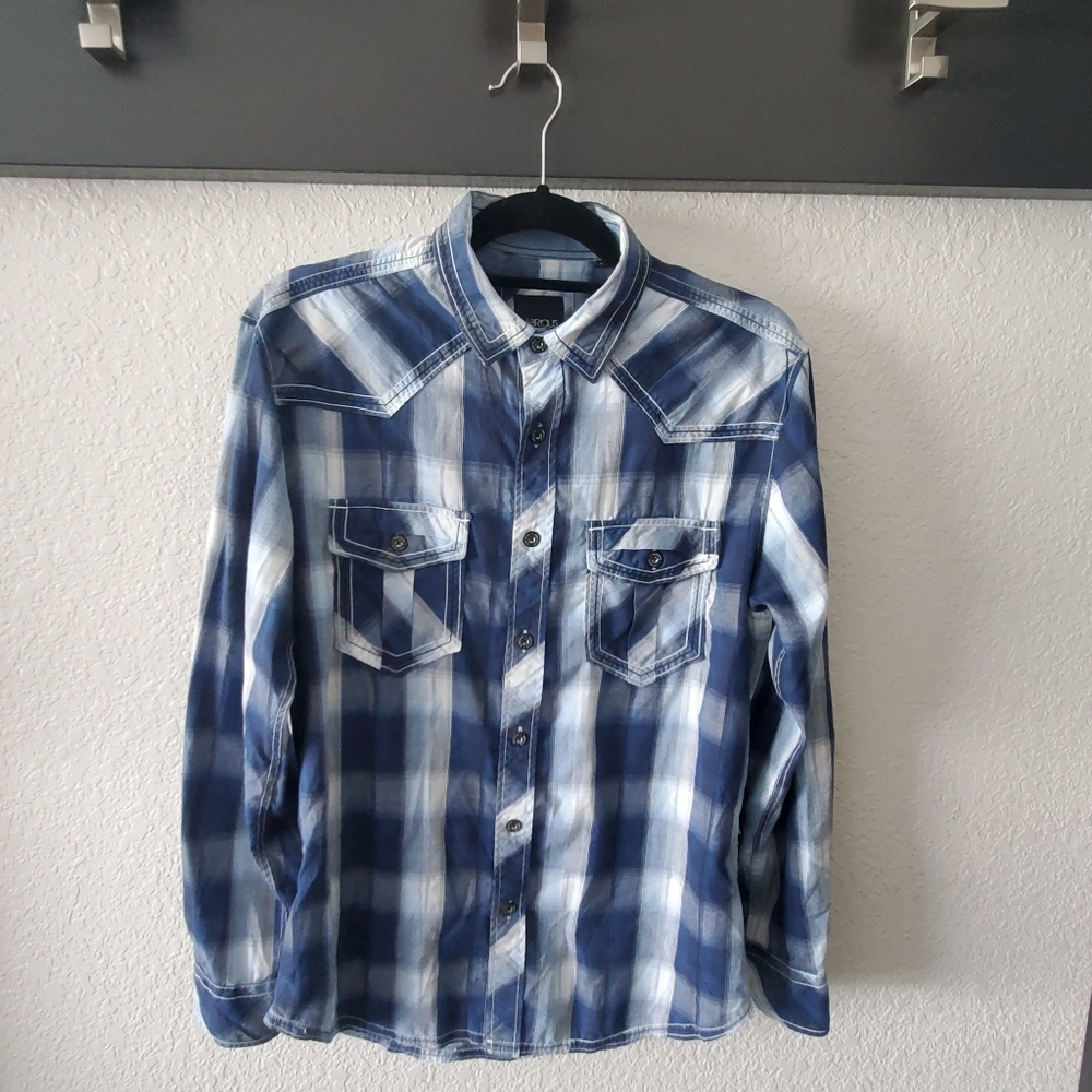 Various Artists | Blue Check Western Shirt | Size Small